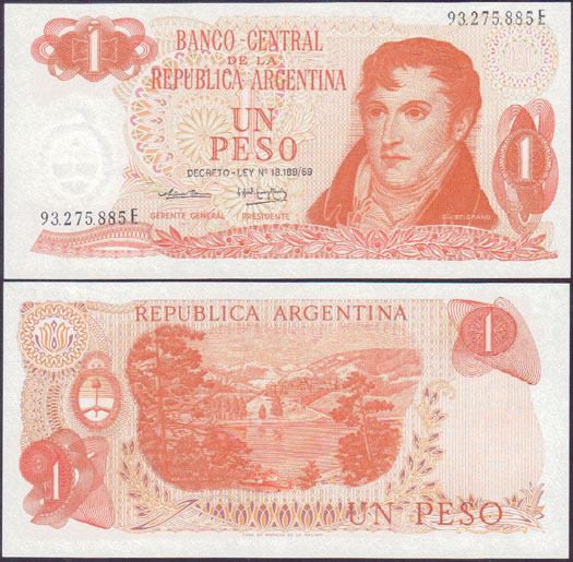 1970-73 Argentina 1 Peso (Unc) L001879